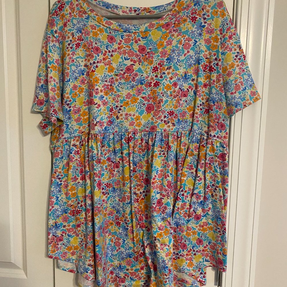 Blue multi floral peplum top - Picture 2 of 5